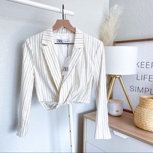 NWT Zara Striped Cropped Blazer